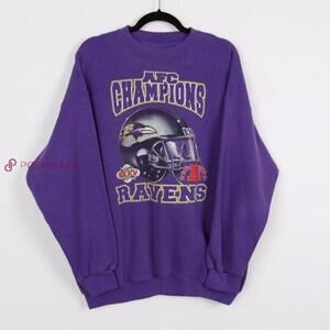 Afc Xxxv Y2K Baltimore Ravens Super Bowl Football Purple Sweatshirt Retro